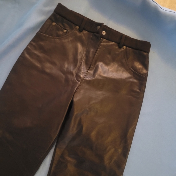 Vintage y2k brown leather pants by mitchies matchings - Picture 5 of 8